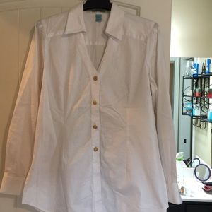 Stylish long white button down